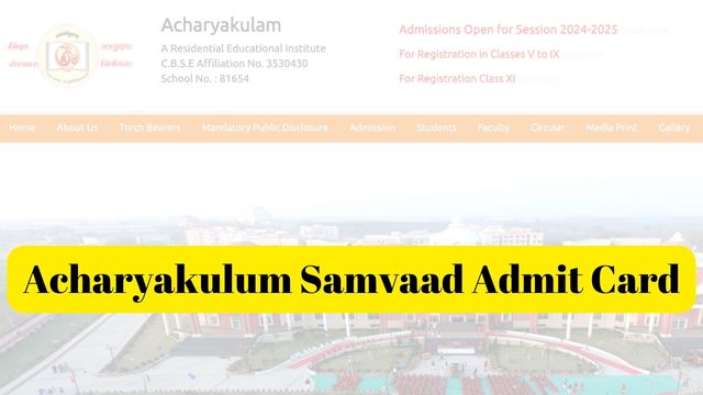 Acharyakulum Samvaad Admit Card