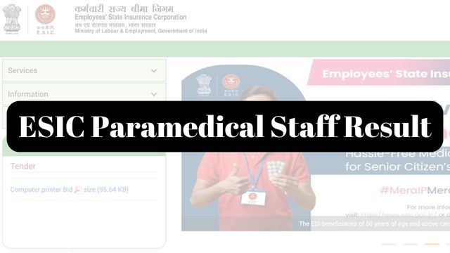 ESIC Paramedical Staff Result