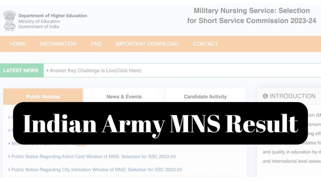 Indian Army MNS Result