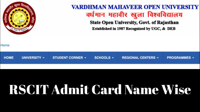 RSCIT Admit Card Name Wise
