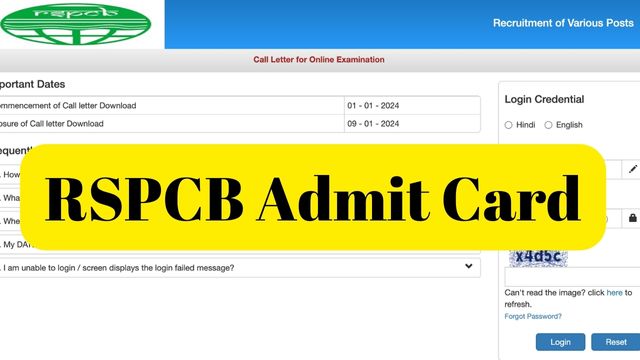 RSPCB Admit Card