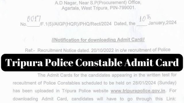 Tripura Police Constable Admit Card