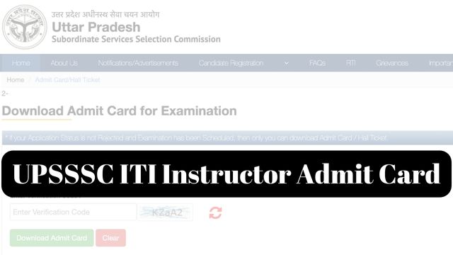 UPSSSC ITI Instructor Admit Card