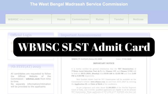 WBMSC SLST Admit Card