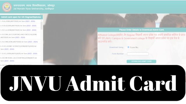 JNVU Admit Card
