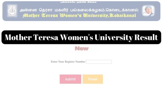 Mother Teresa Women's University Result