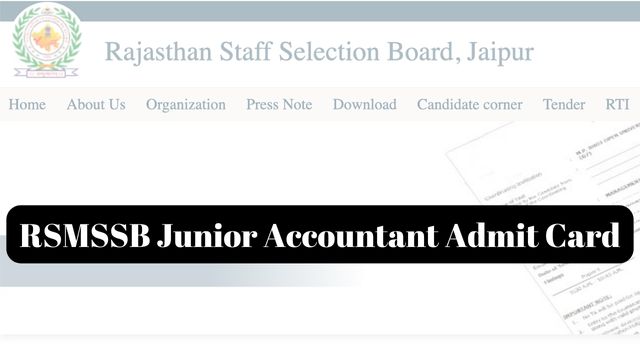 RSMSSB Junior Accountant Admit Card
