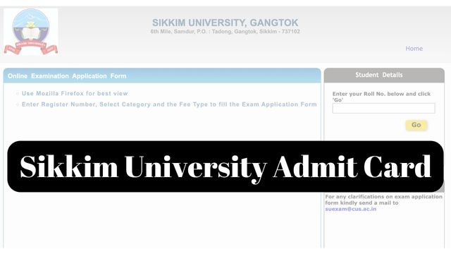 Sikkim University Admit Card